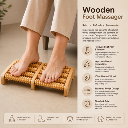 Wooden Roller Foot Massager Body Stress Buster