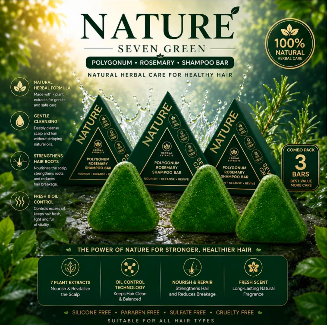 Natural Herbal Hair Care Soap (Pack of 3)