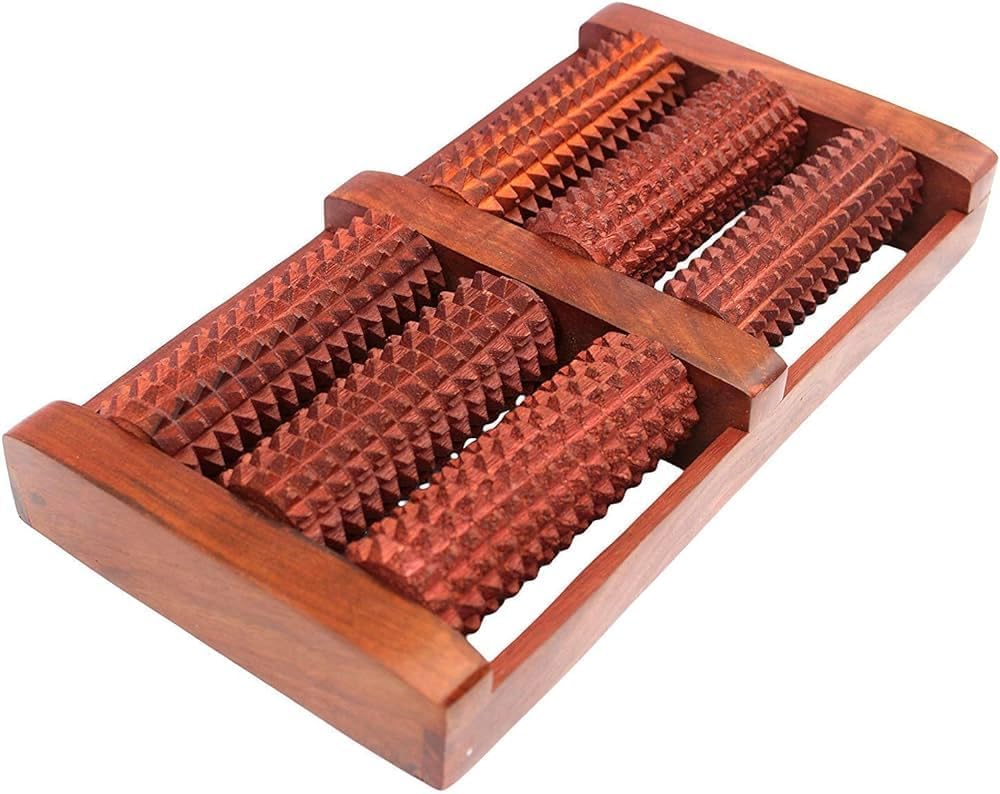 Wooden Foot/Feet Massager 6 Roller Stress Acupressure