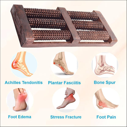 Wooden Foot/Feet Massager 6 Roller Stress Acupressure